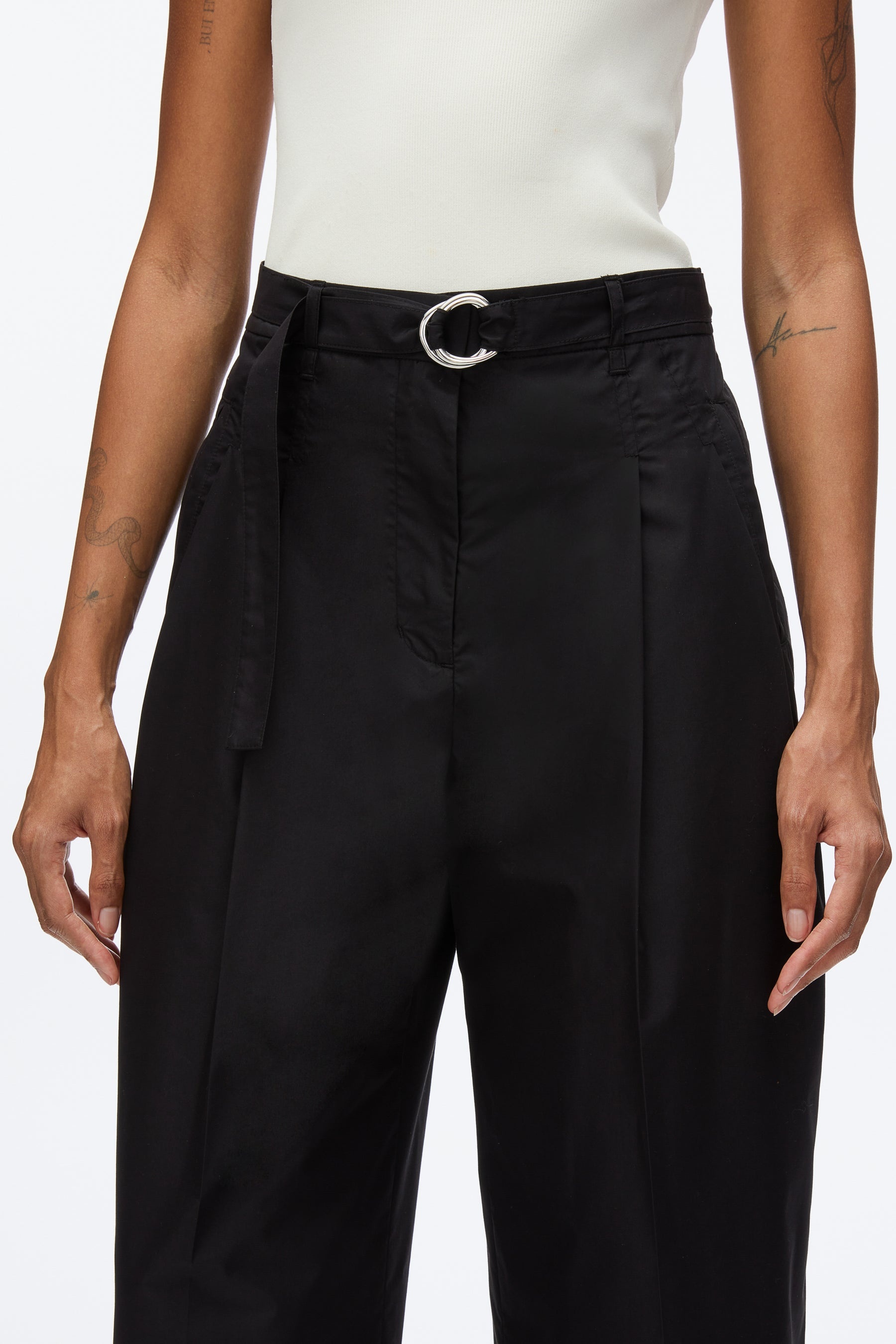 Double Pleat Wide Cropped Pant - 5