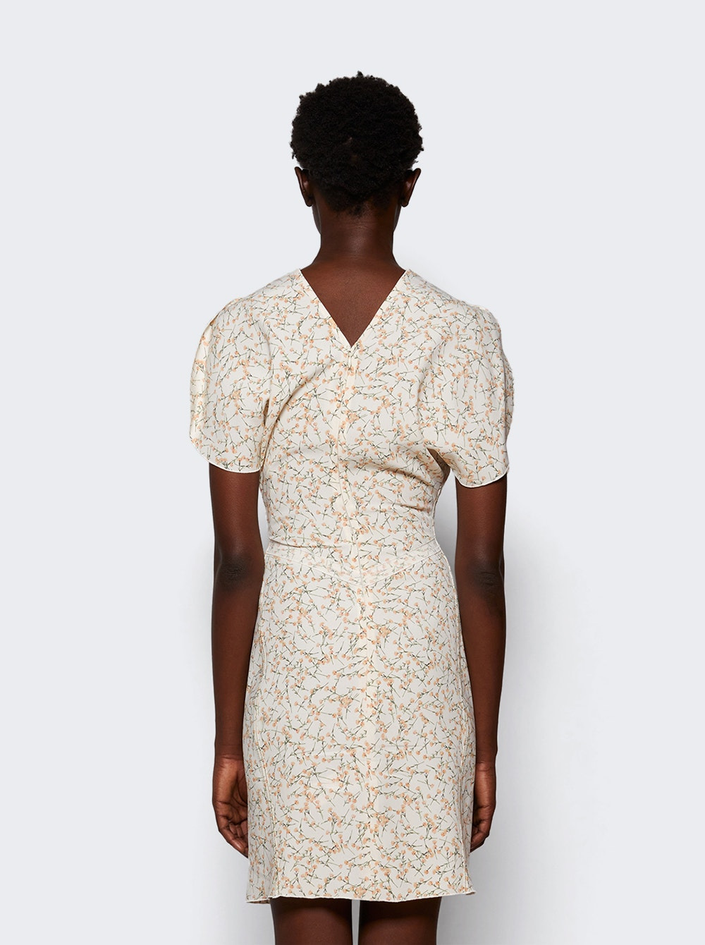 Gathered Waist Mini Dress Floral Ovation Peach - 5