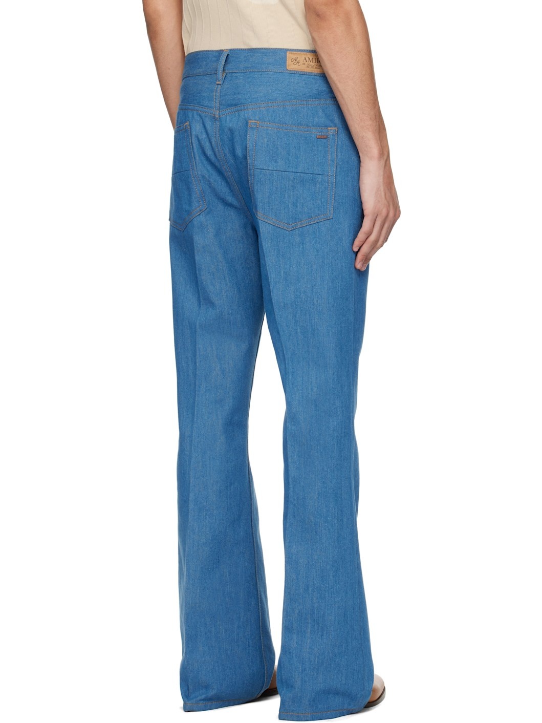 Blue Creased Flare Jeans - 3