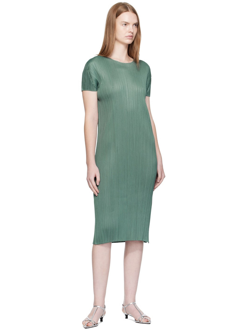 Pleats Please Issey Miyake Green Monthly Colors June Midi Dress outlook