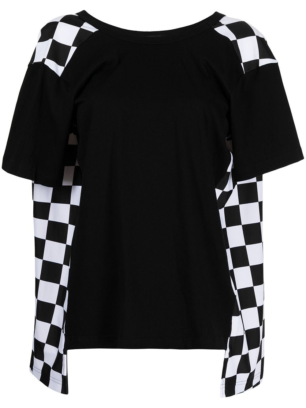 checkerboard-print panelled T-shirt - 1