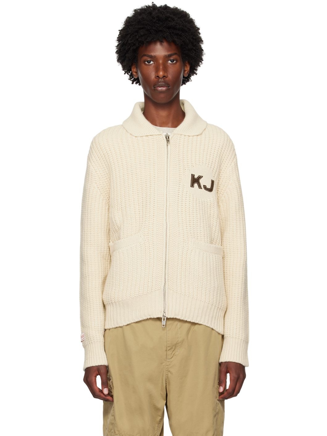 Beige Cowichan Zip Cardigan - 1