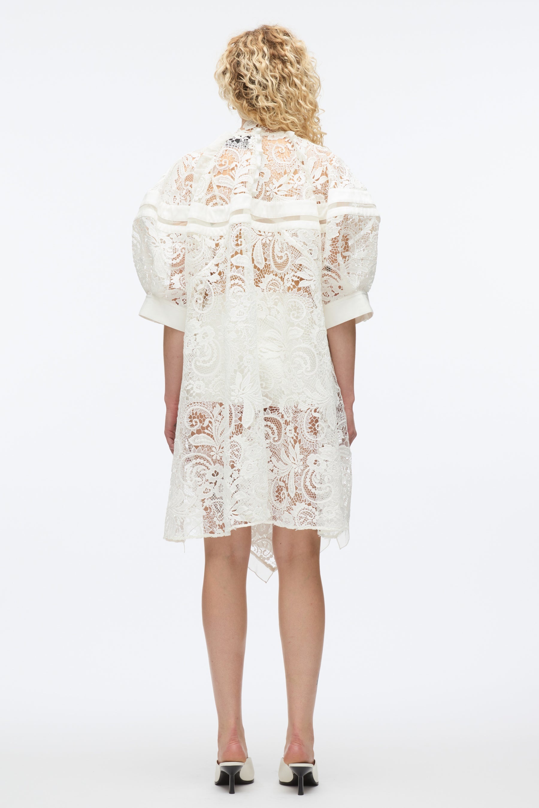 Embroidered Lace Hankerchief Dress - 4