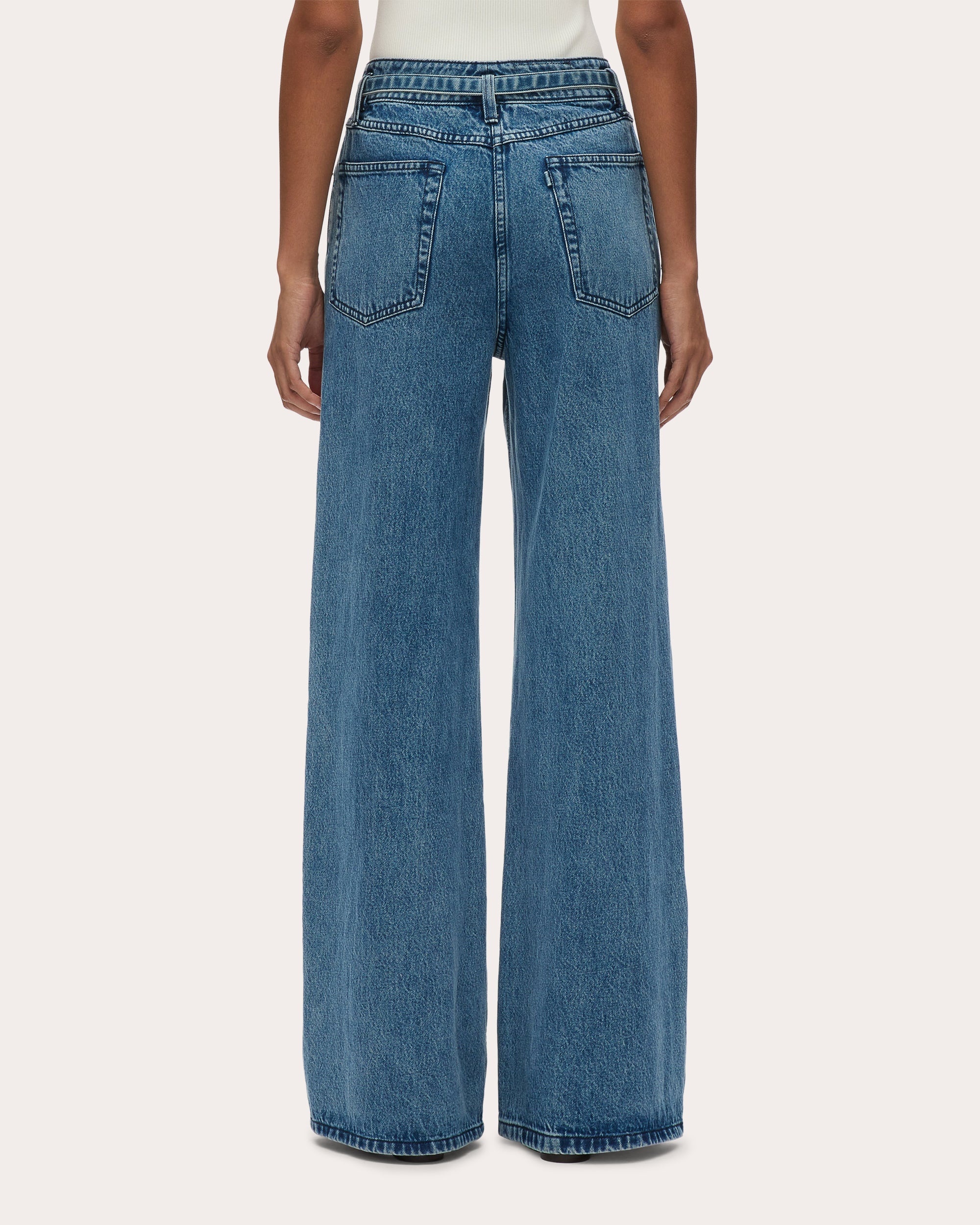 Belted Wide-Leg Denim Jeans - 2
