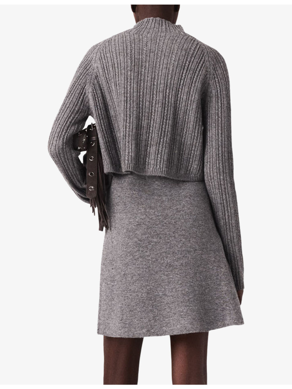 Removable Jumper Ribbed Wool-Blend Knitted Dress - 3