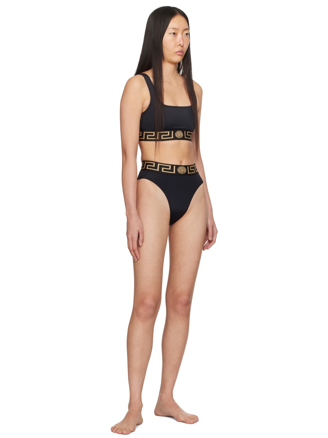 Black Greca Border Bikini Bottoms - 4