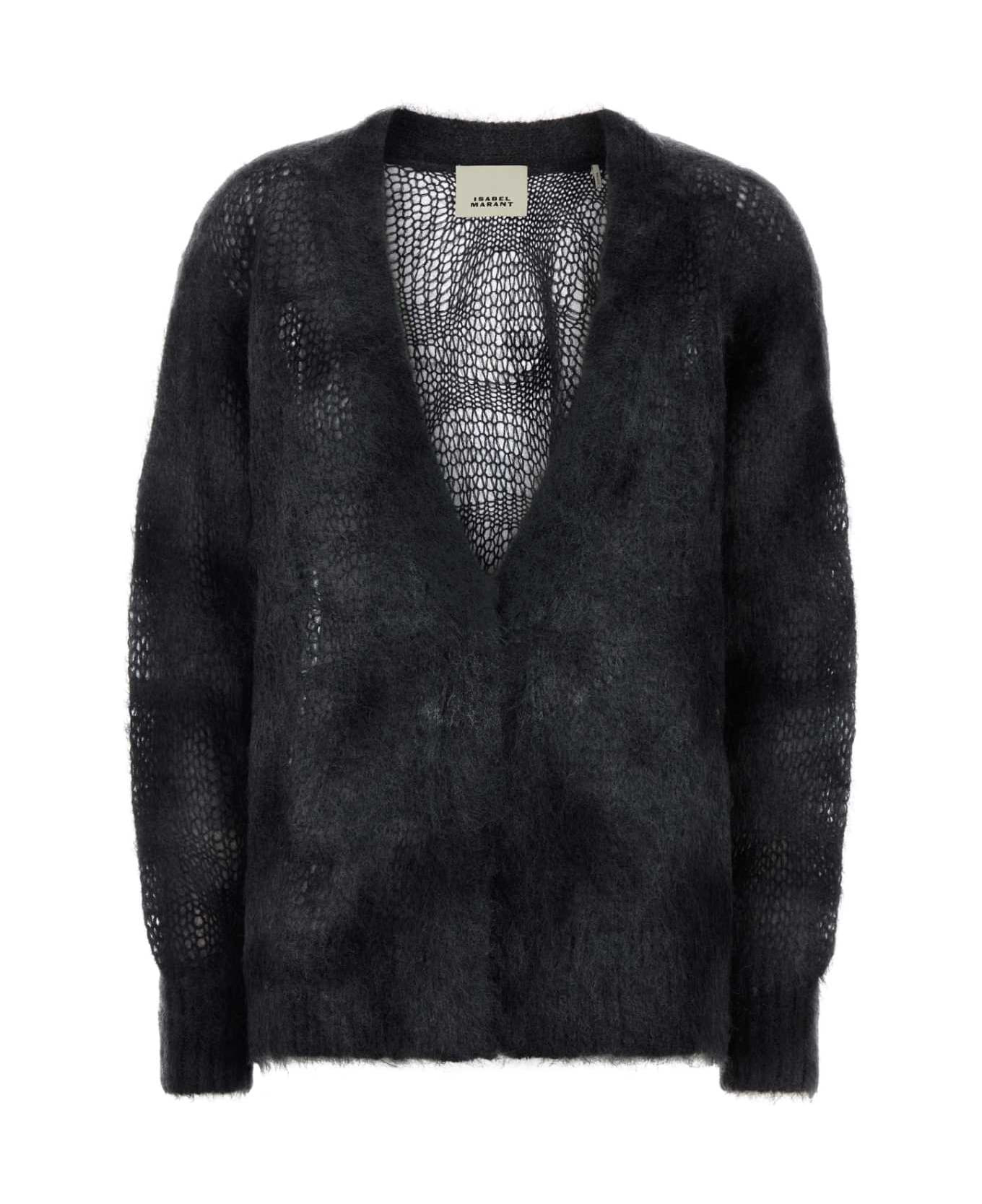 Charcoal Mohair Blend Mylene Cardigan - 1