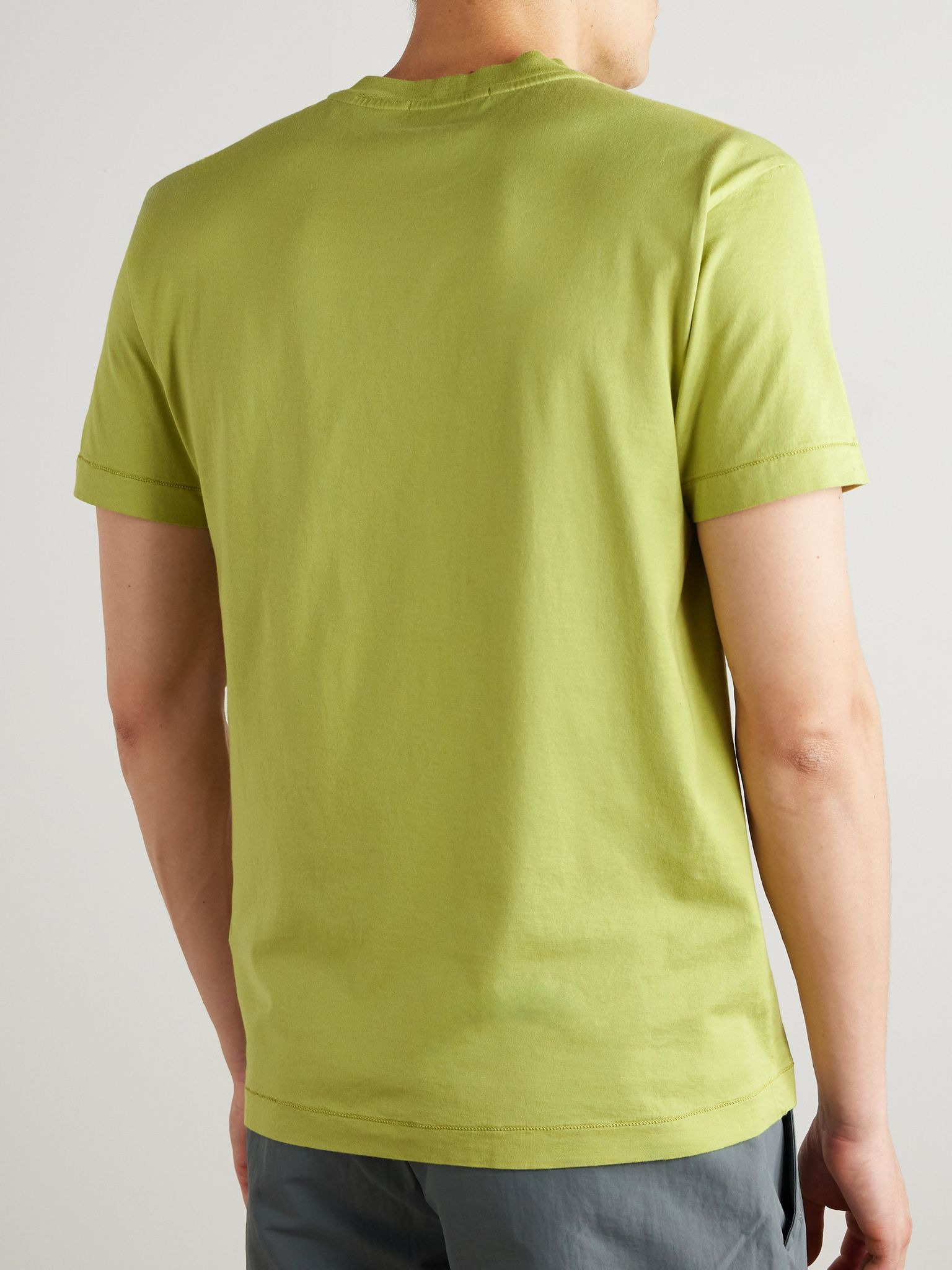 Logo-Appliquéd Garment-Dyed Cotton-Jersey T-Shirt Yellow - 3