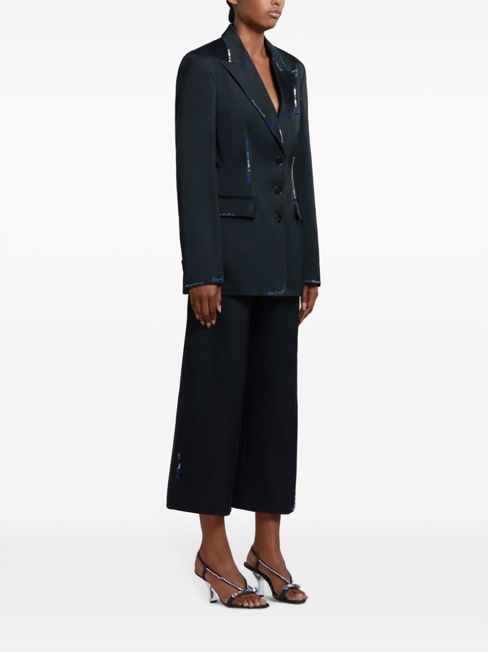 decorative-stitching cropped trousers - 3