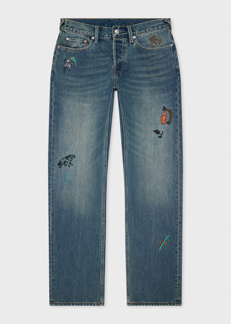 Straight-Fit 'Little Beasts' Embroidered Jeans 1