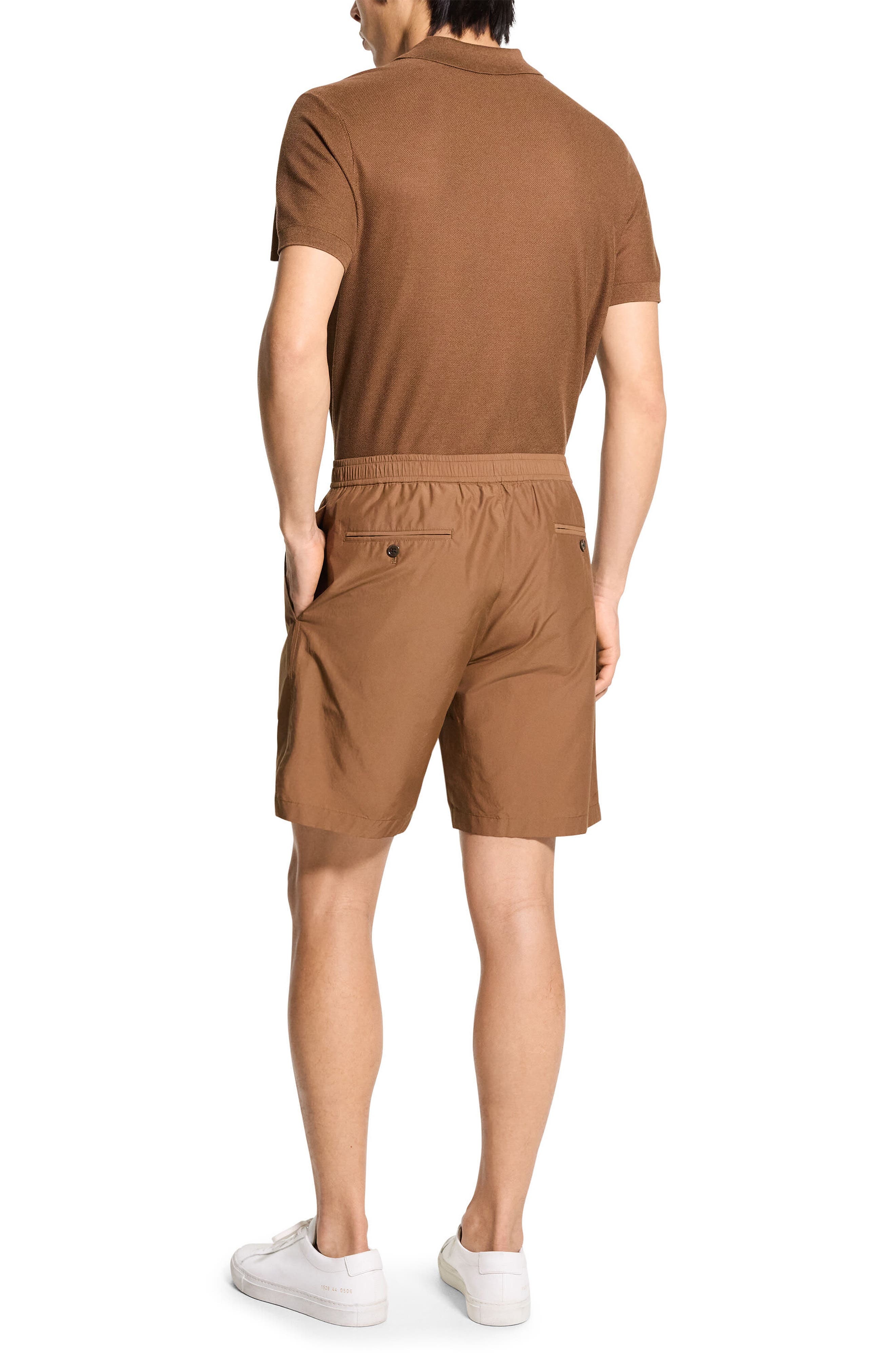 Theory Elastic Waist Shorts in Deep Tobacco at Nordstrom - 8