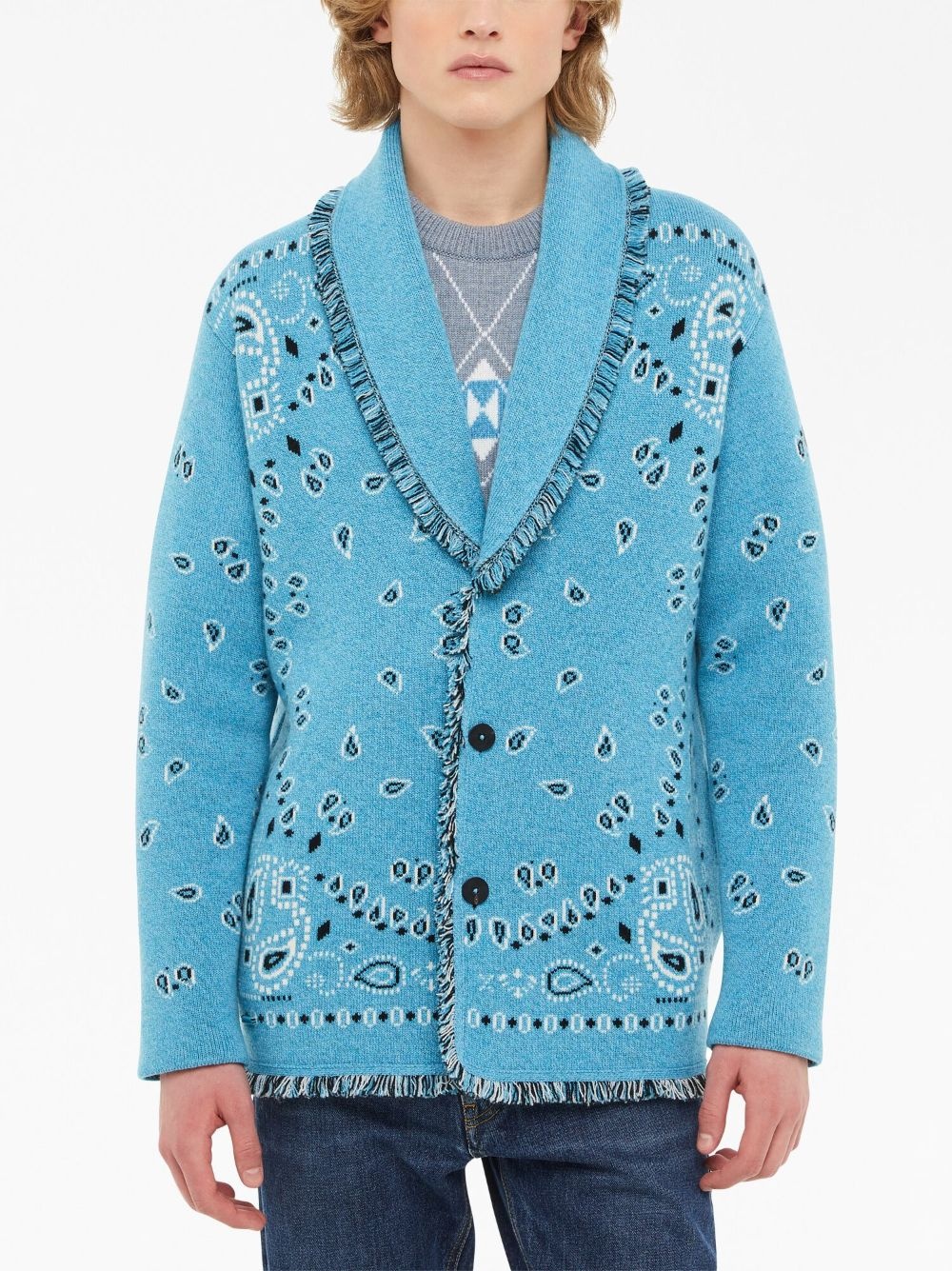 Bandana Jacquard fringed cardigan - 6
