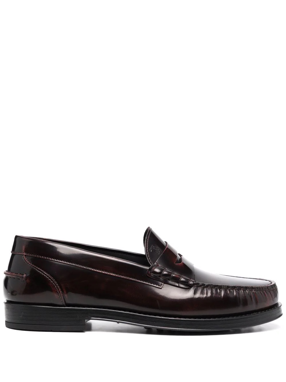 exposed stitch leather loafers - 1