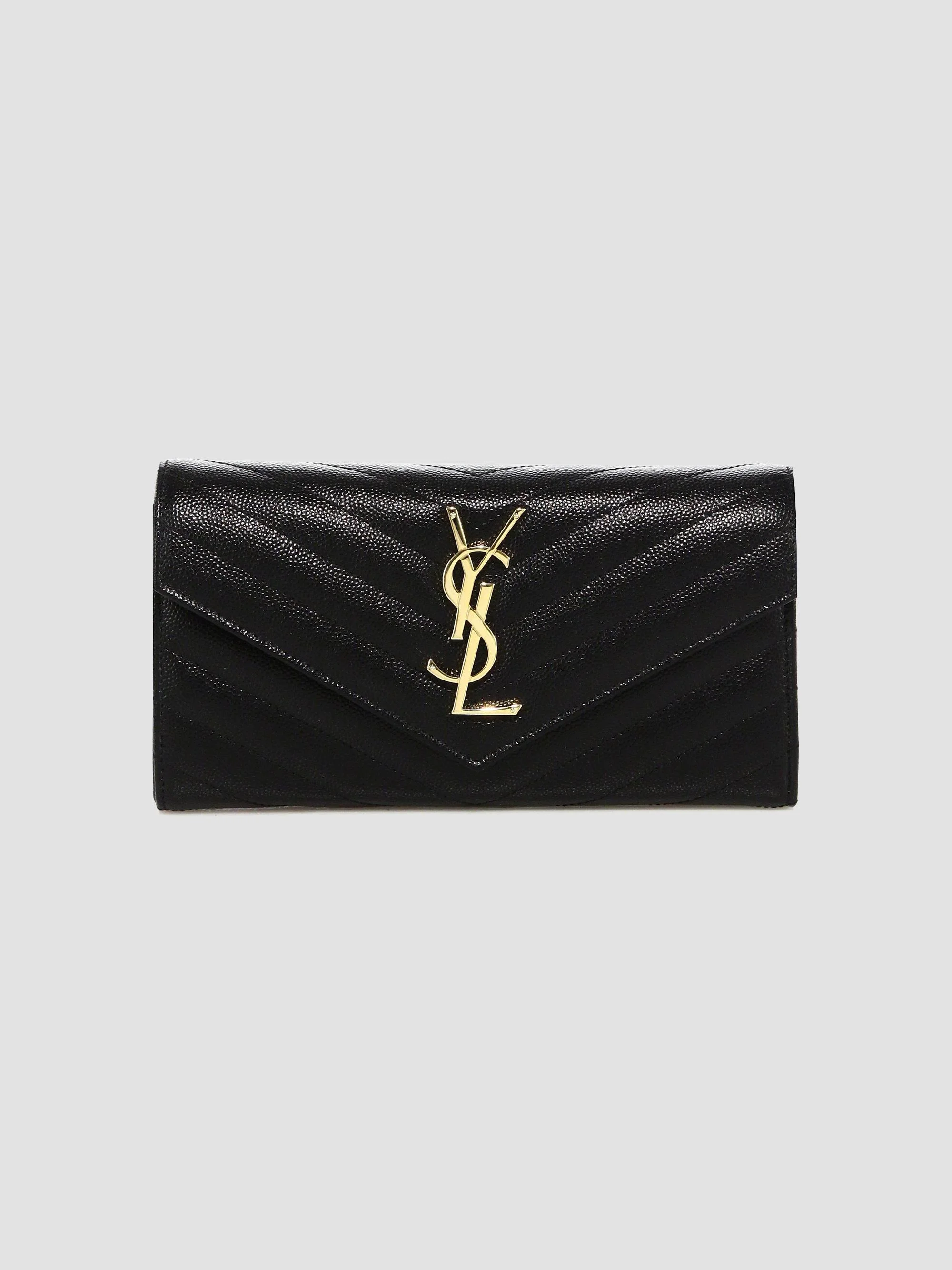 Women's Monogram Matelassé Leather Flap Wallet - Black - 1
