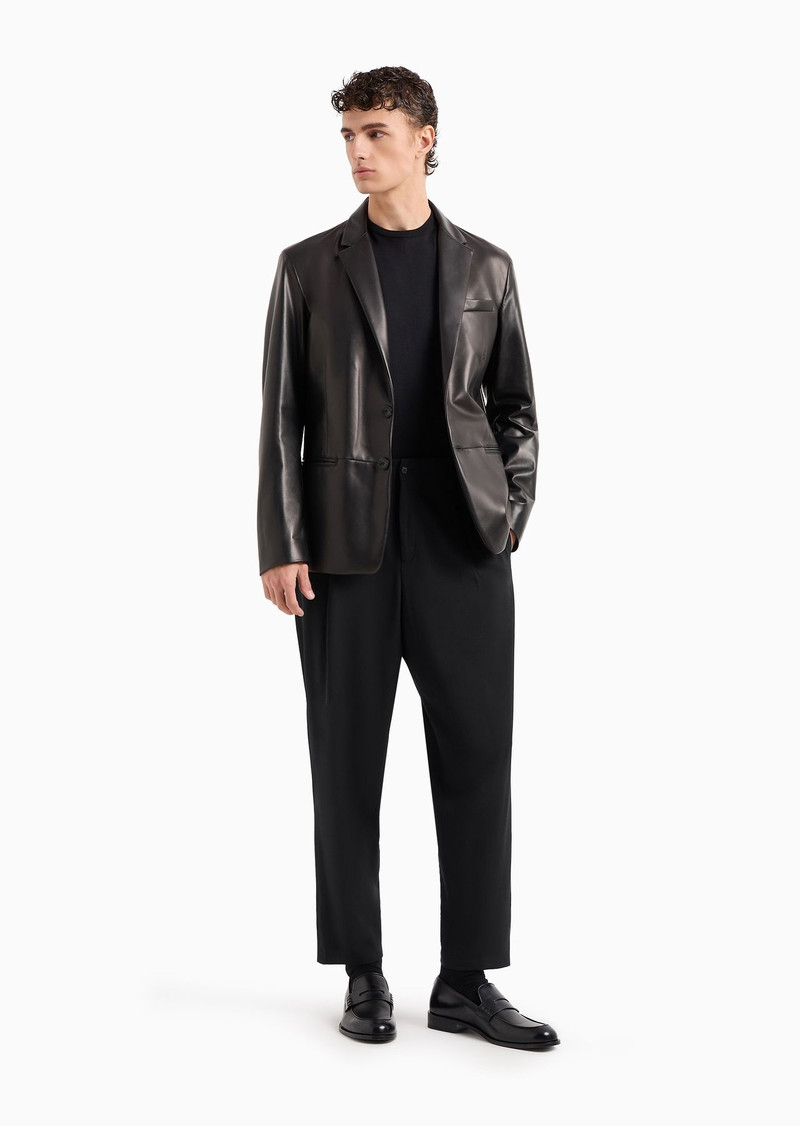 GIORGIO ARMANI Single-breasted, nappa-leather jacket outlook