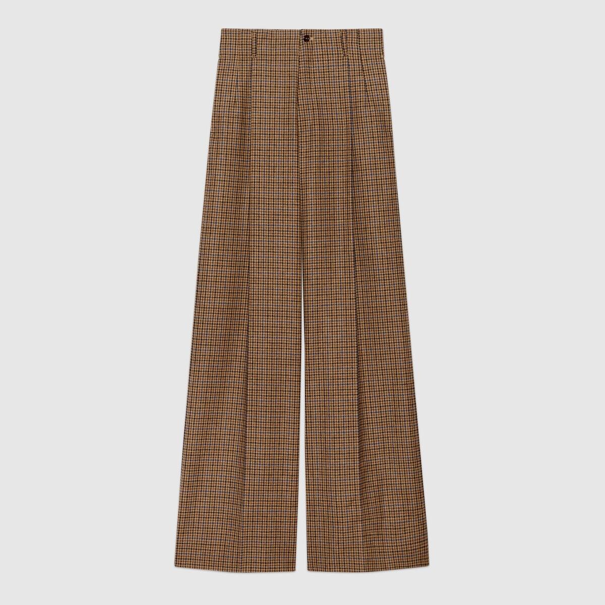 Houndstooth wool wide-leg pant - 1