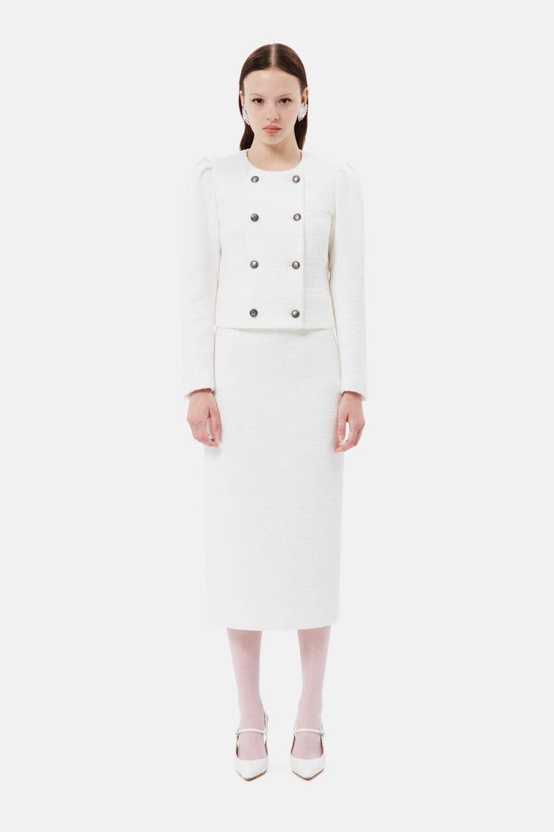 Alessandra Rich CHECKED TWEED BOUCLE DOUBLE BREASTED JACKET outlook