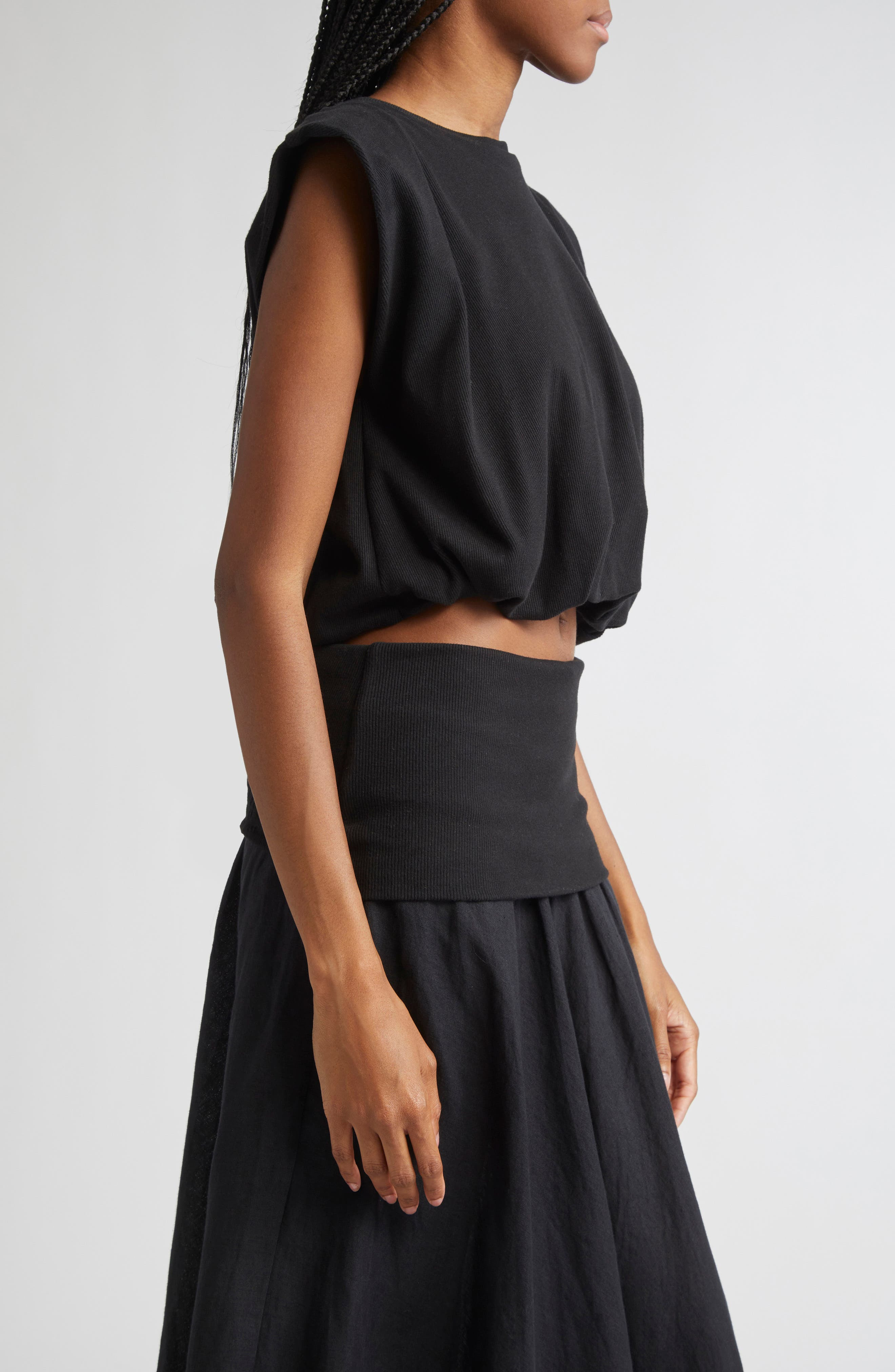 Johanna Ortiz Muraya Crop Oversize Cover-Up T-Shirt in Black at Nordstrom - 4