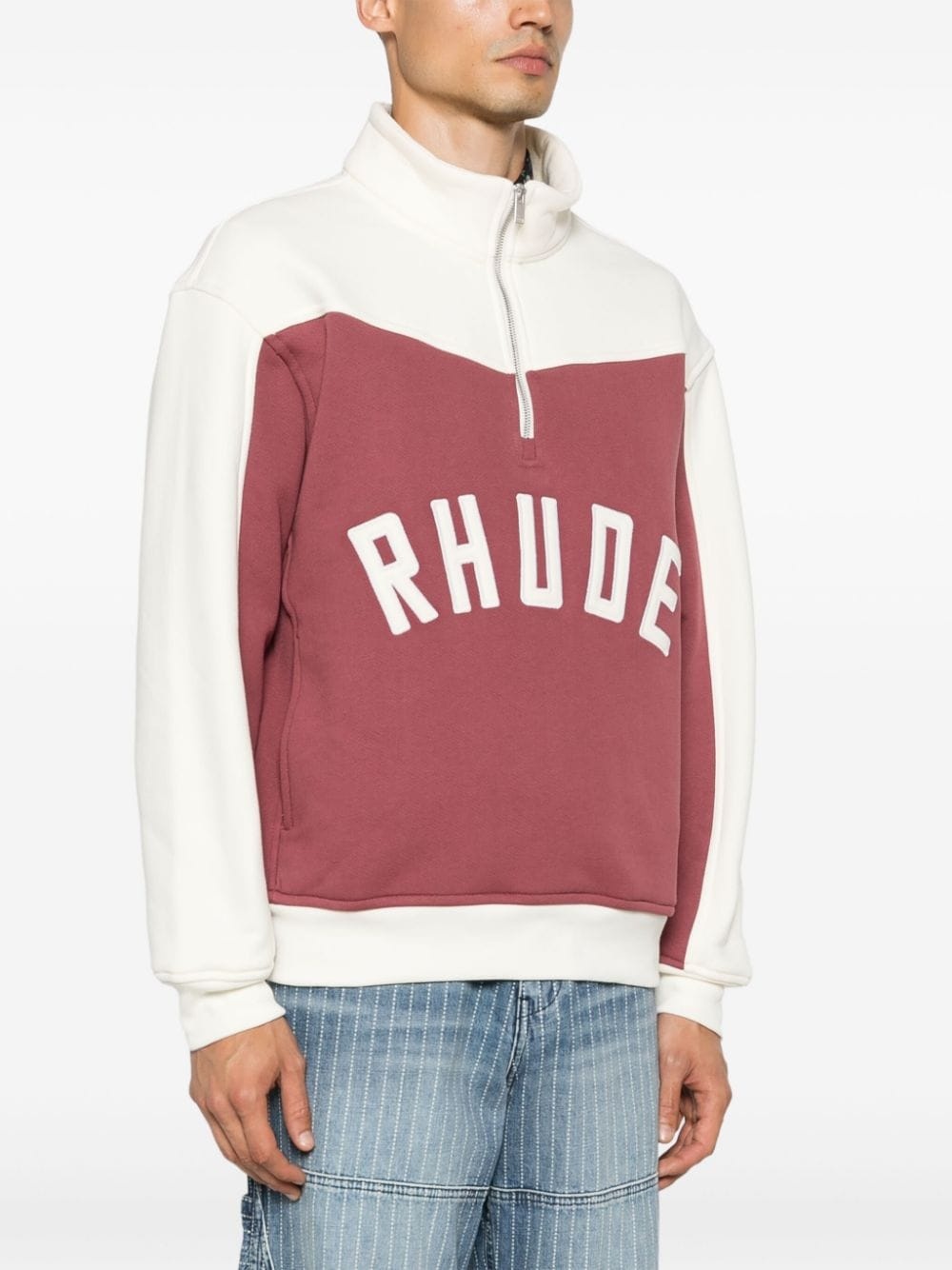 contrast half-zip sweatshirt - 3