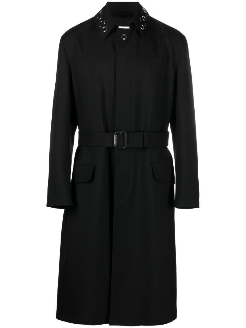 eyelet-embellished rain coat - 1