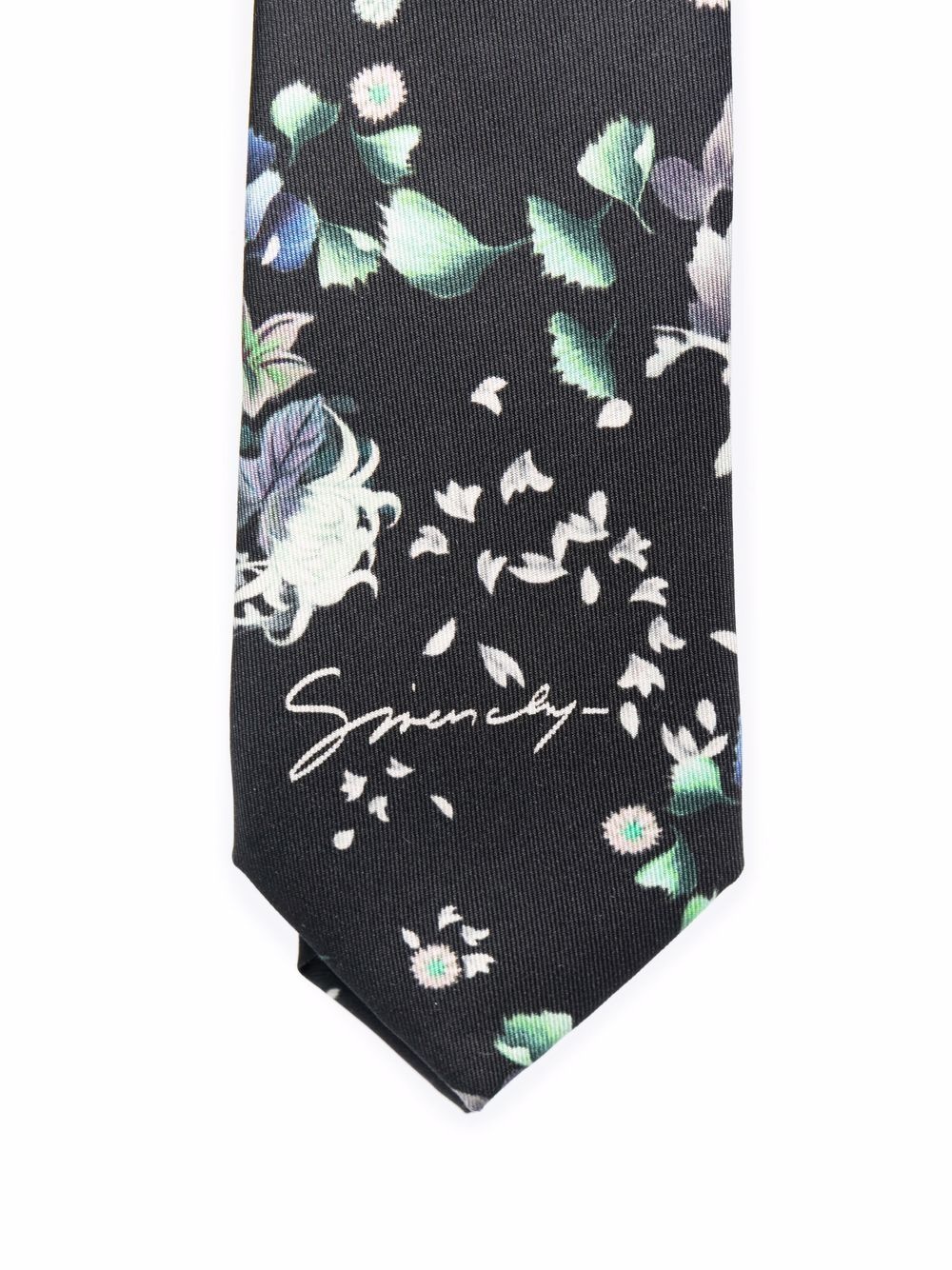 floral logo silk tie - 2