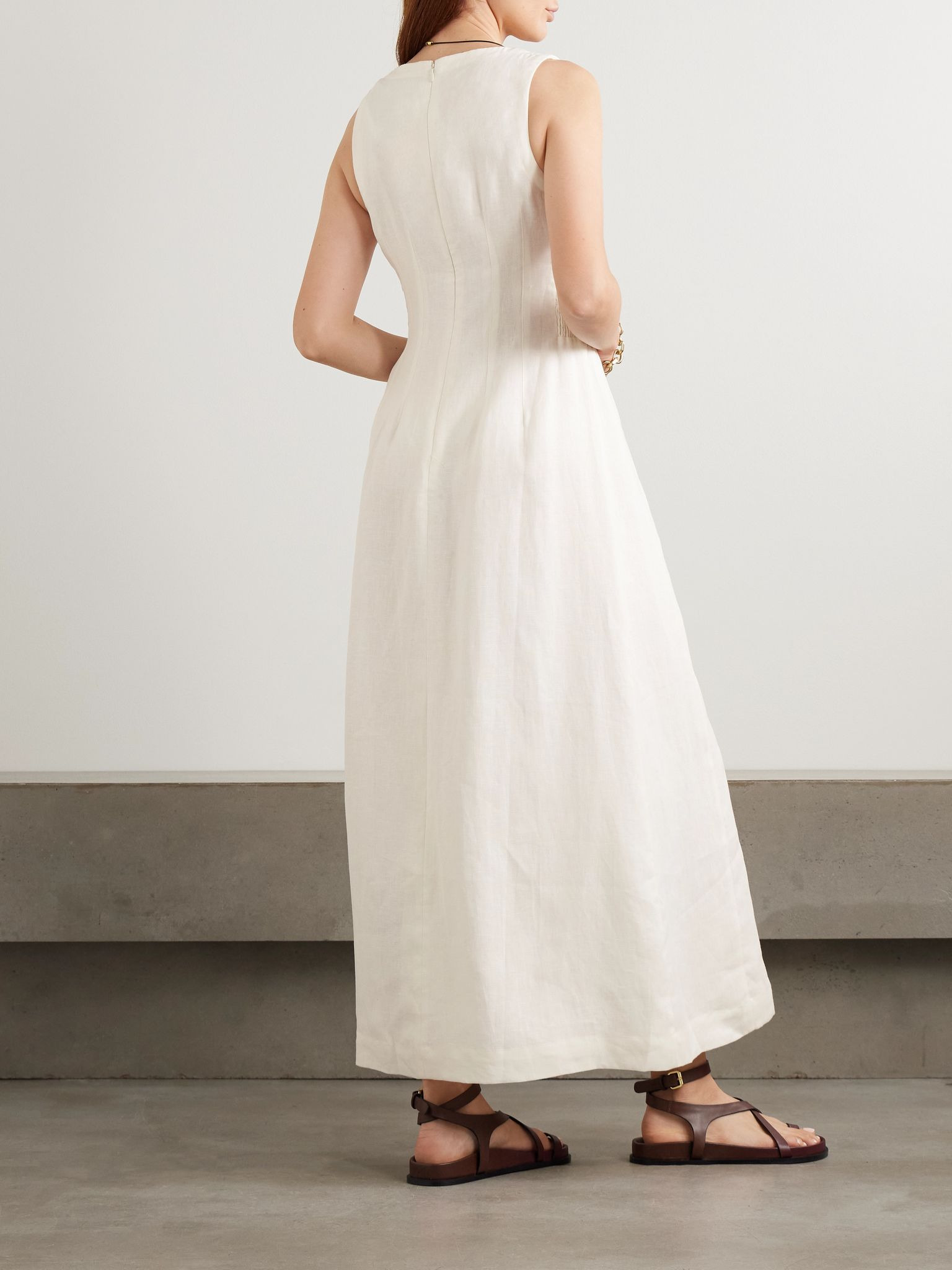Melia linen maxi dress White - 3