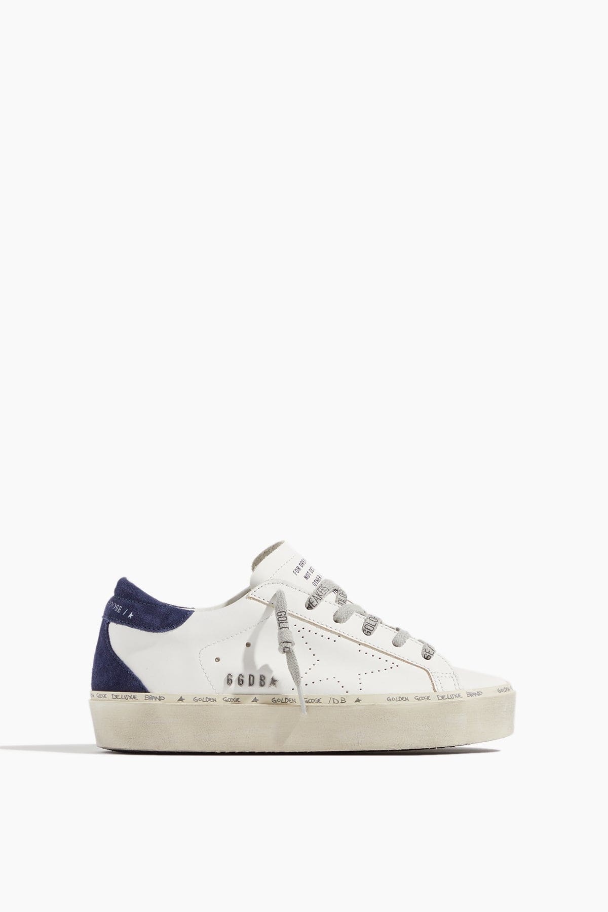 Hi Star Leather Sneaker in White/Dark Blue - 1