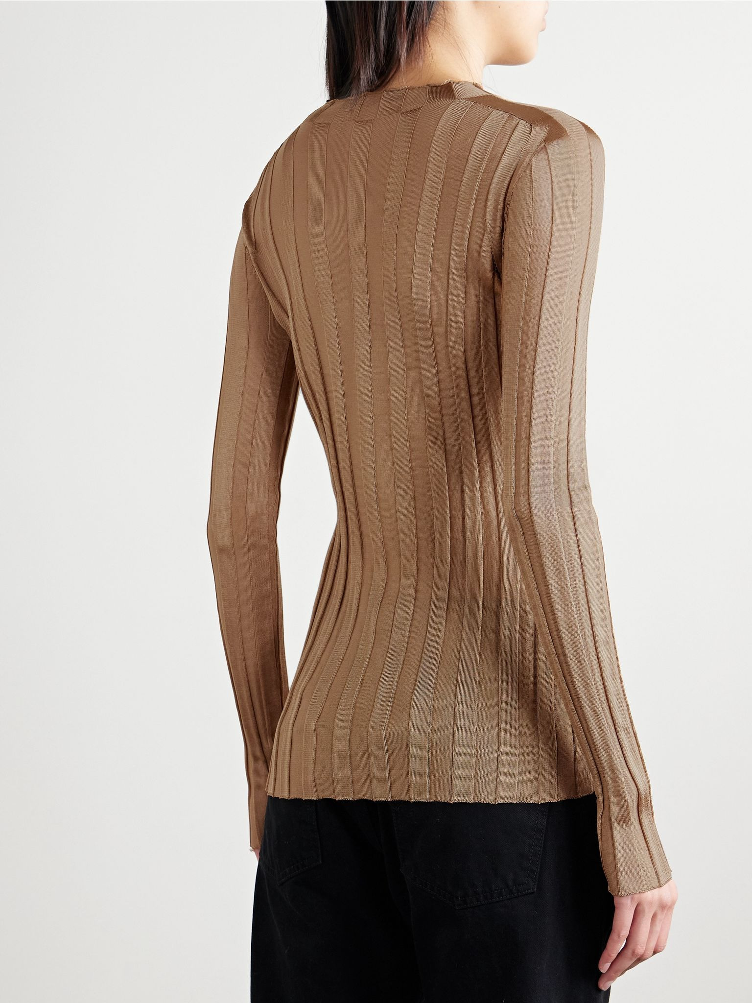 Cosette ribbed-knit top Tan - 4