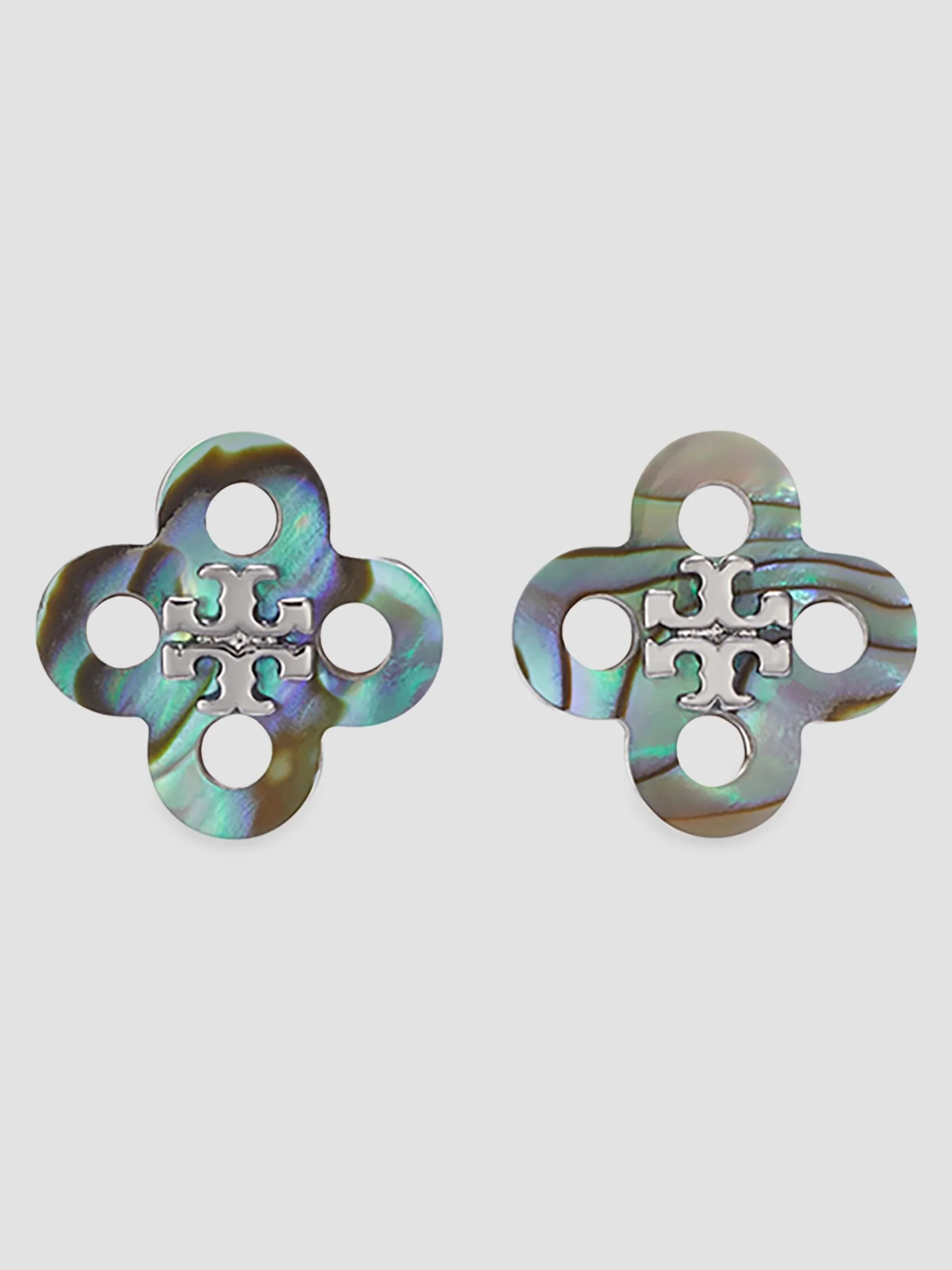 Women's Forget Me Not Silvertone & Abalone Stud Earrings - Tory Silver Abalone - 1