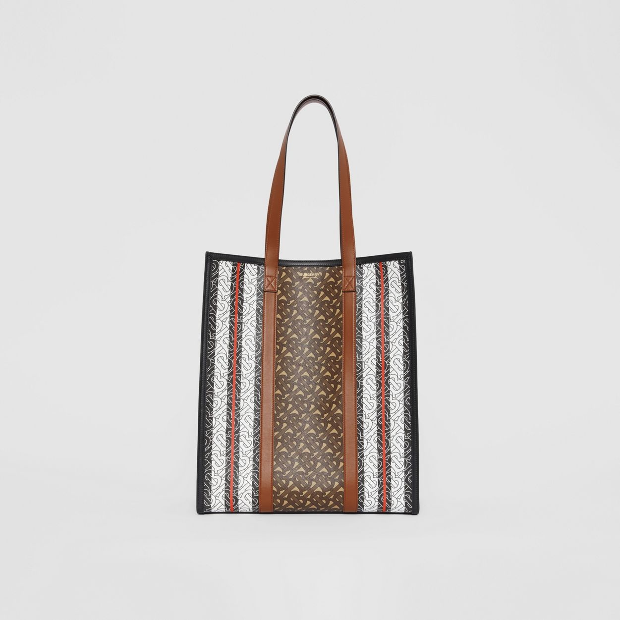 Monogram Stripe E-canvas Portrait Tote Bag - 1