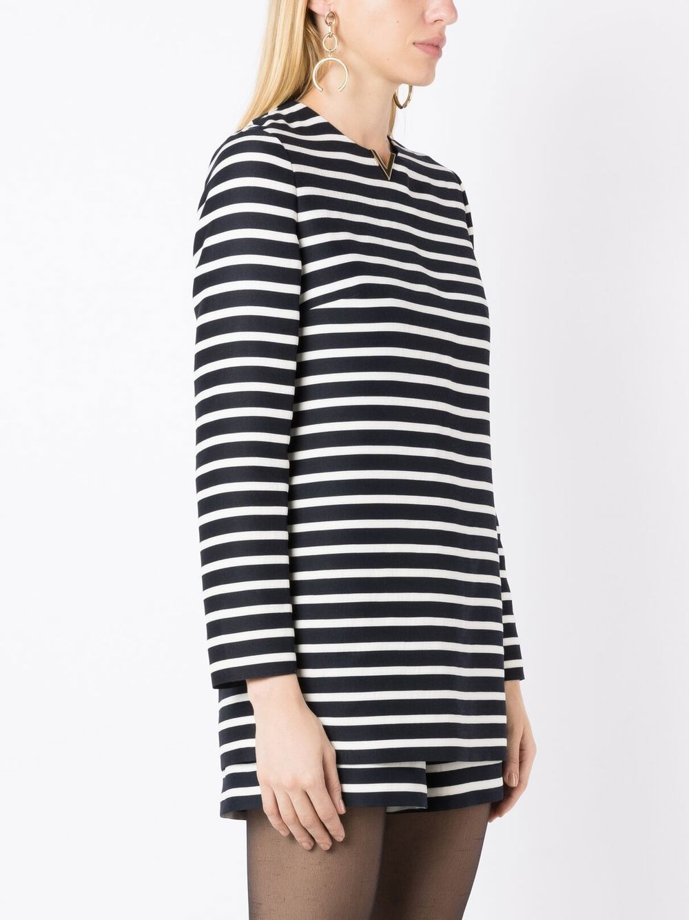 logo-plaque stripe-print playsuit - 3