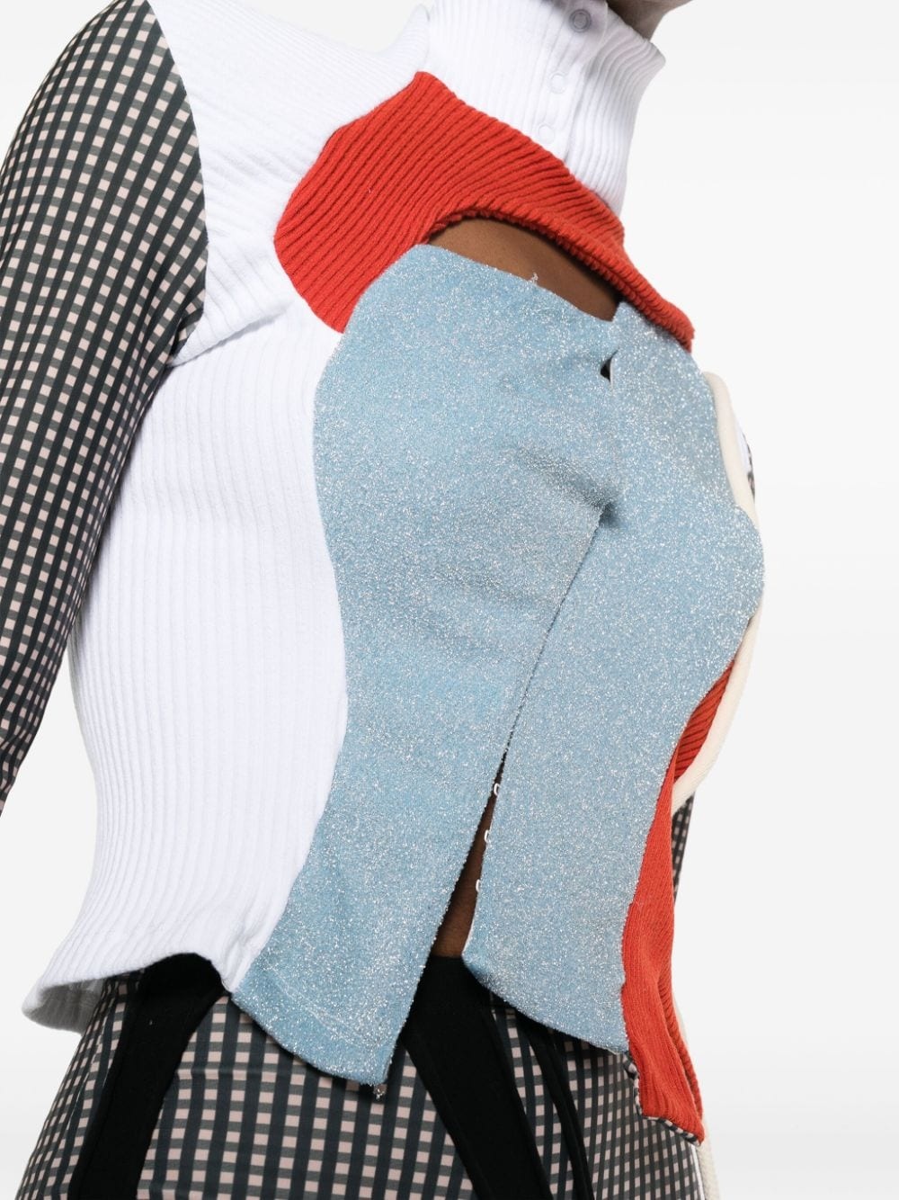 metallic-effect detail panelled top - 5