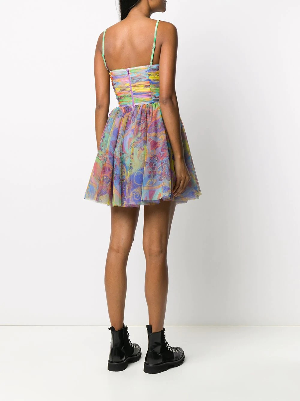 paisley print tulle dress  - 4