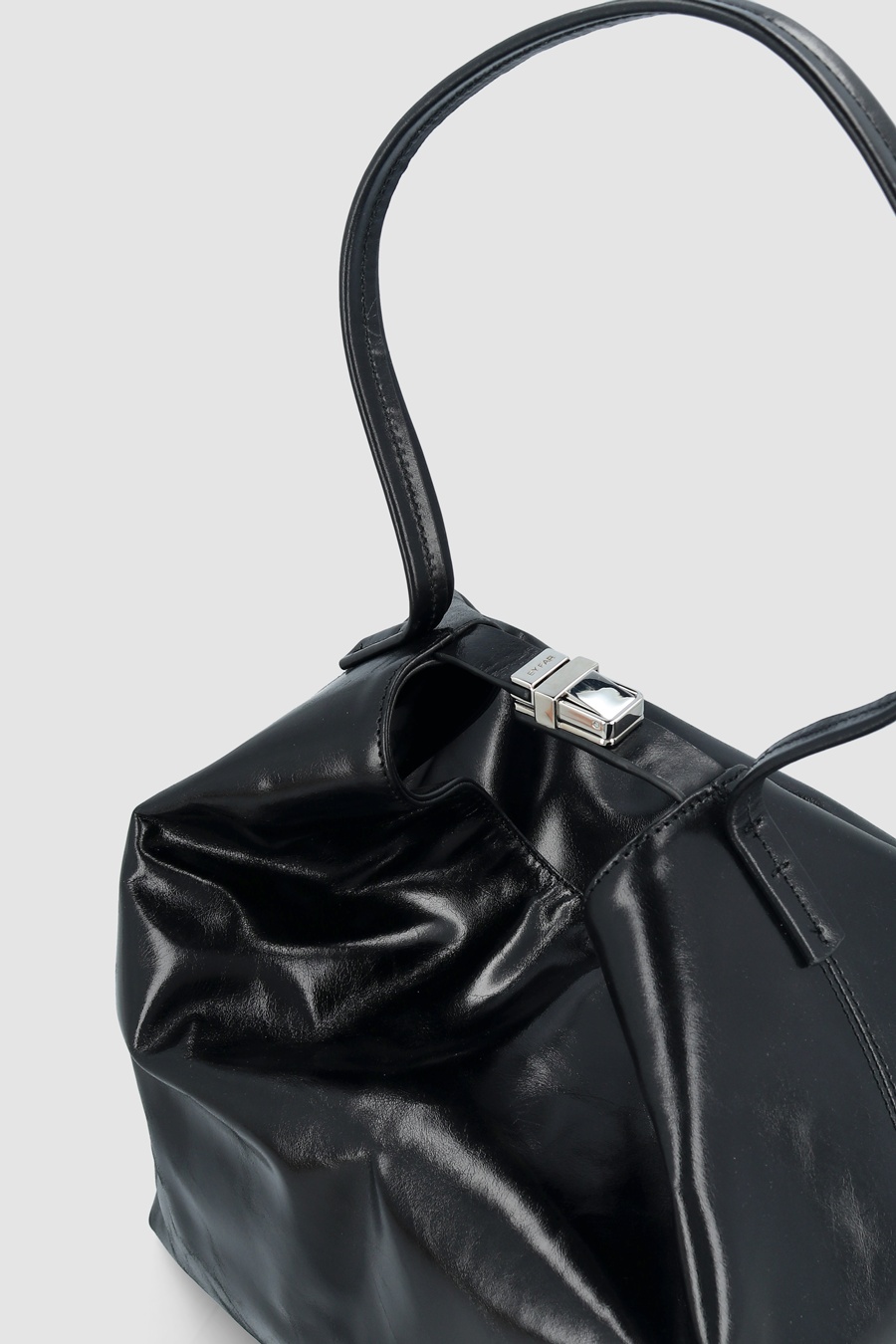 MAXI BEA BLACK CREASED CALF LEATHER HOBO BAG - 4