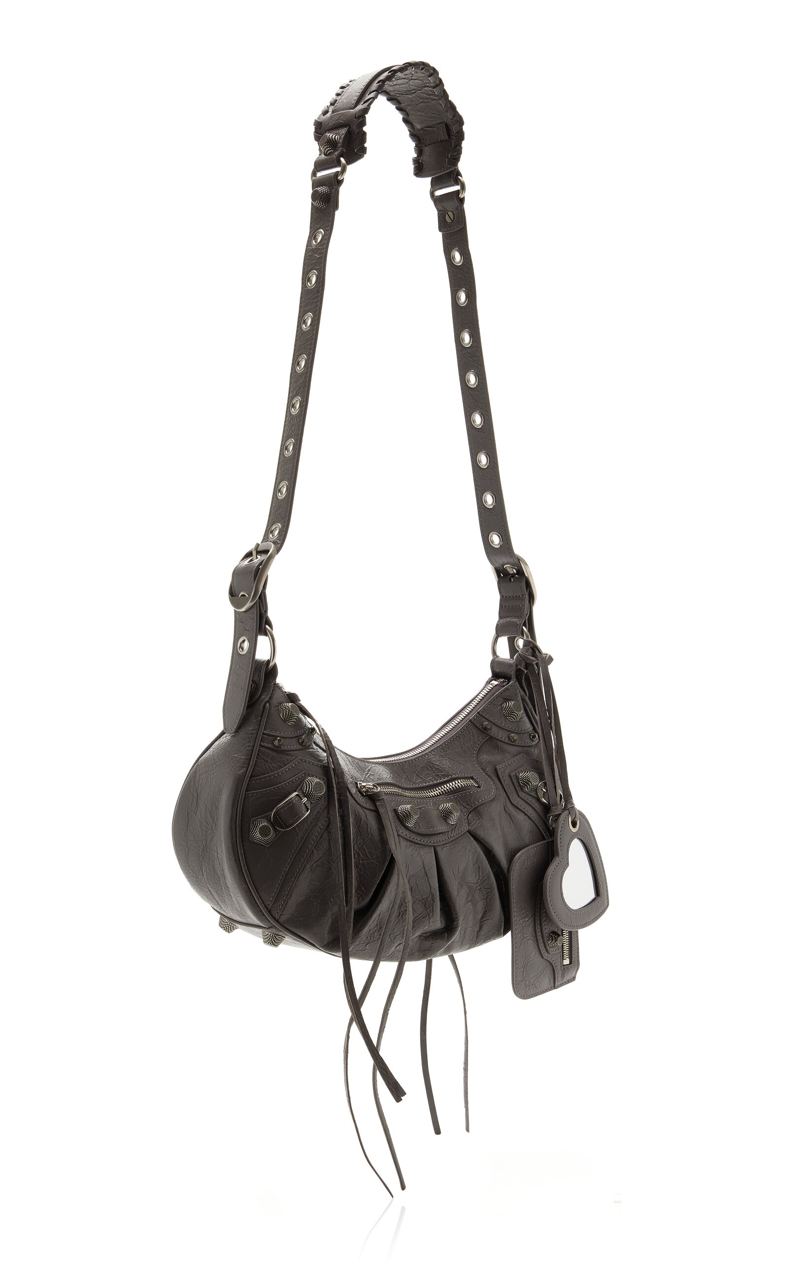 Le Cagole Leather Shoulder Bag grey - 3