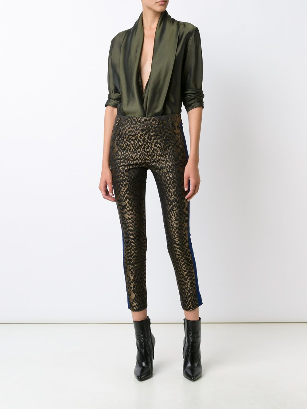 jacquard contrast stripe trousers - 2
