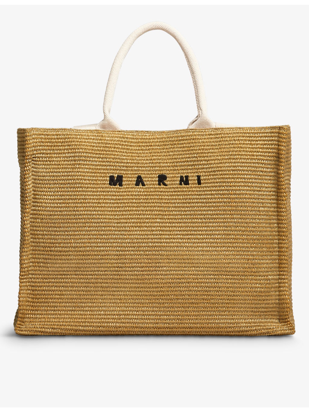 Embroidered-logo woven-raffia tote bag - 1