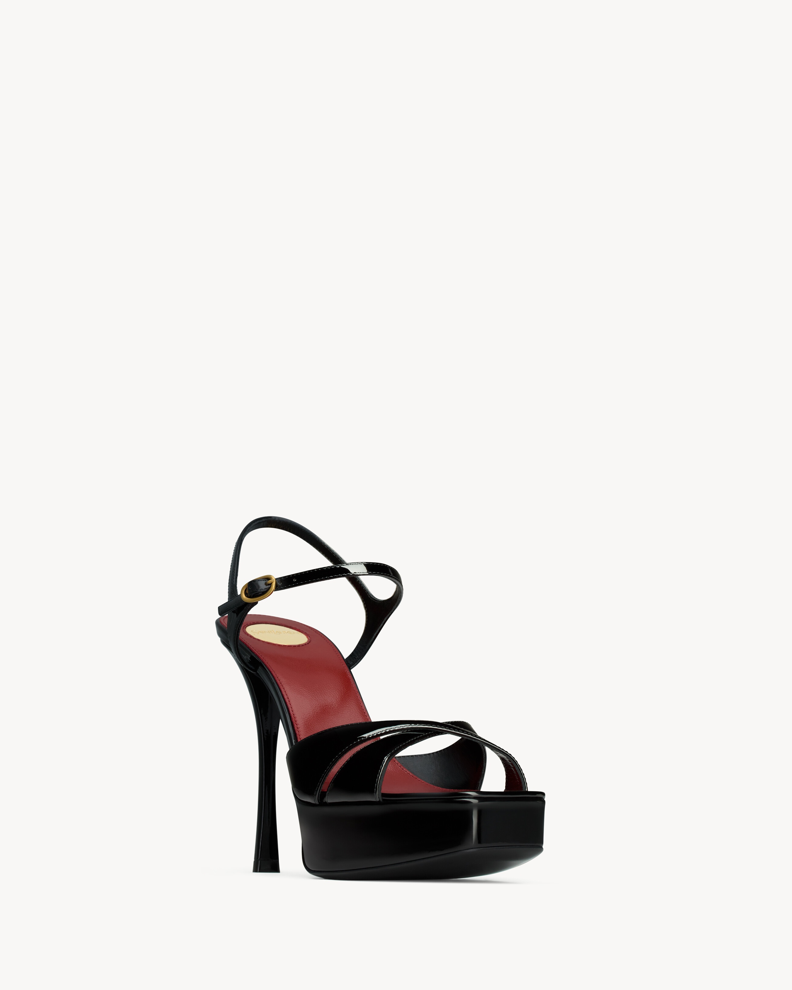 SAINT LAURENT DEBBIE PLATFORM SANDALS IN PATENT LEATHER