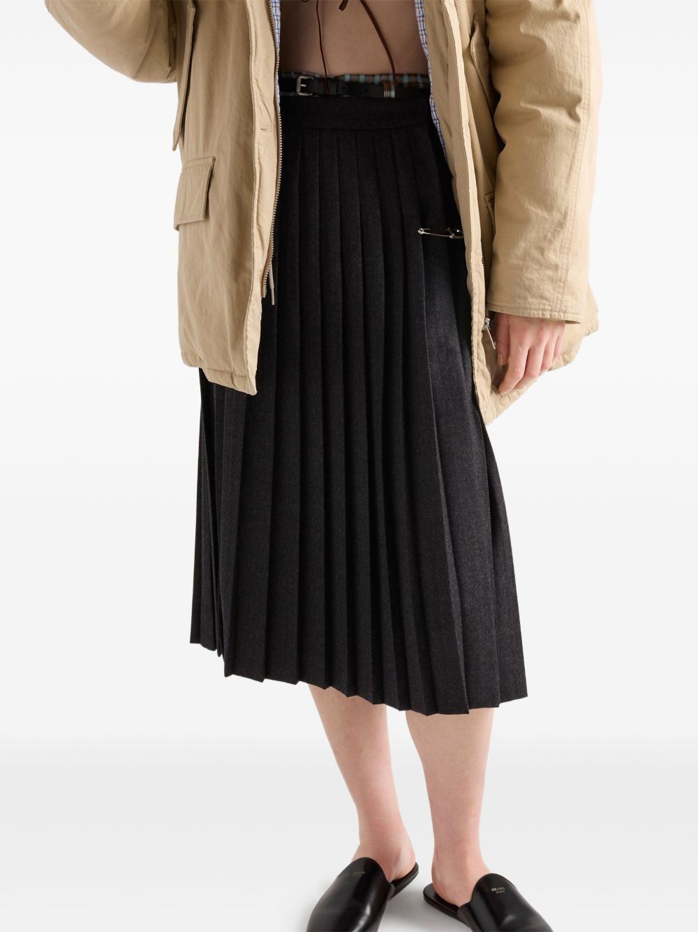 pleated safety-pin midi skirt - 4