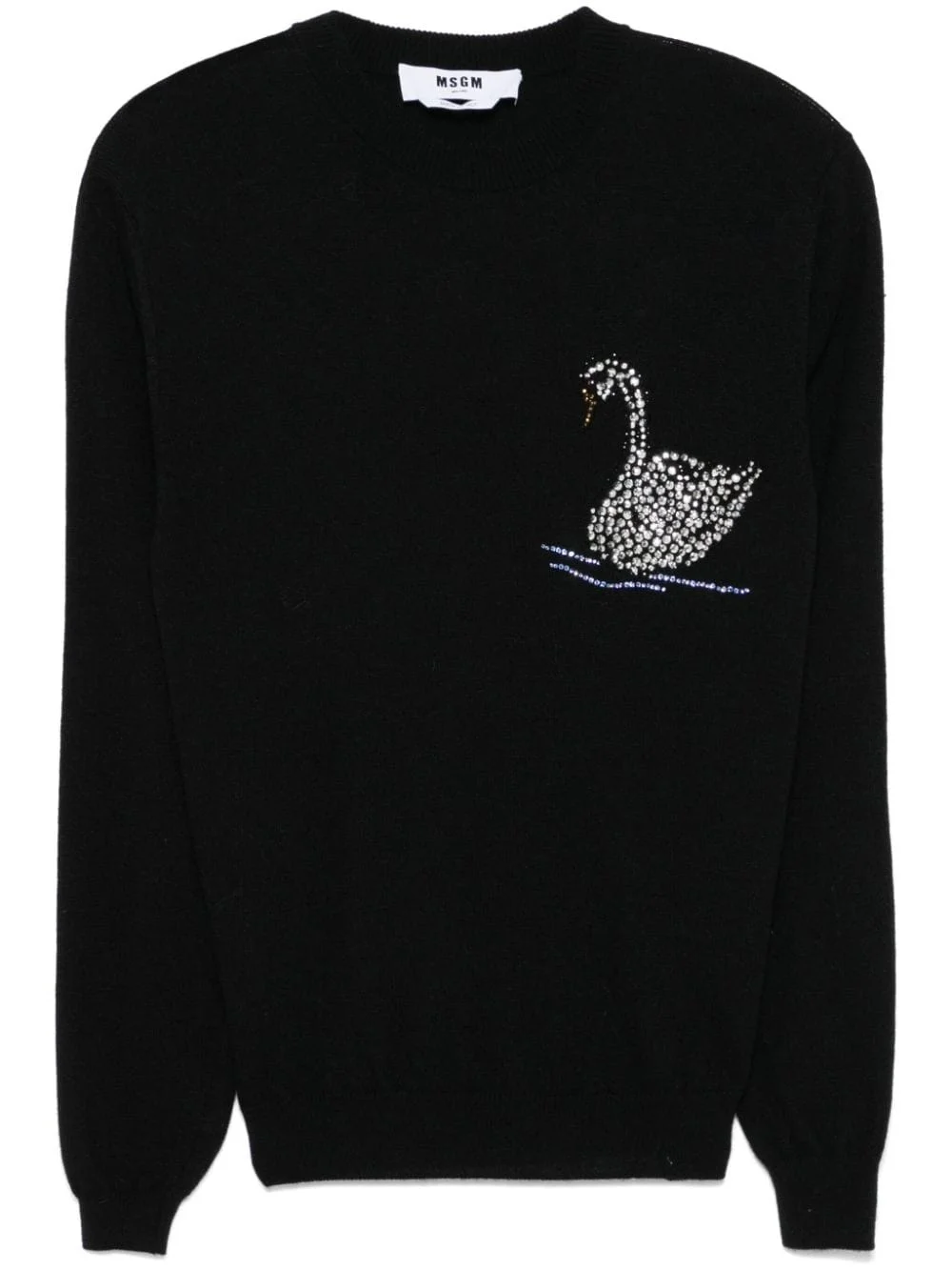 swan-motif sweater - 1