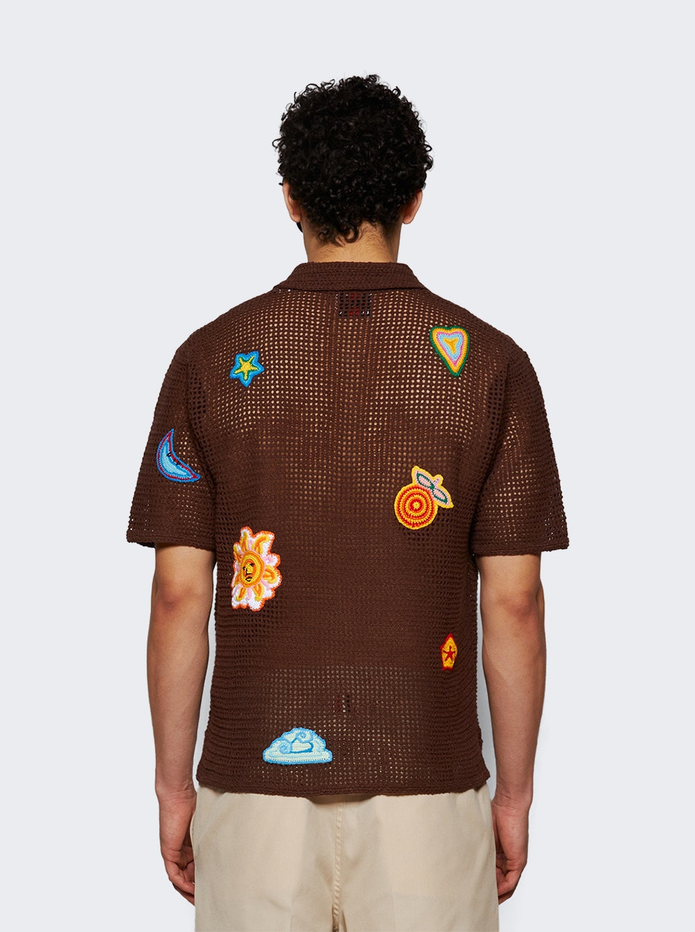 Crochet Polo With Patches Brown - 4