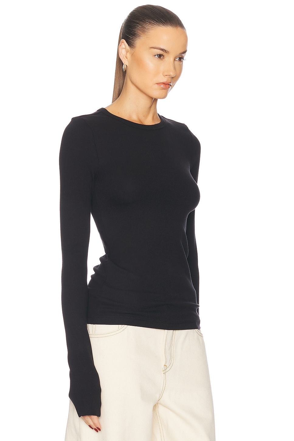 Crew Neck Extra Long Sleeve Tee - 2