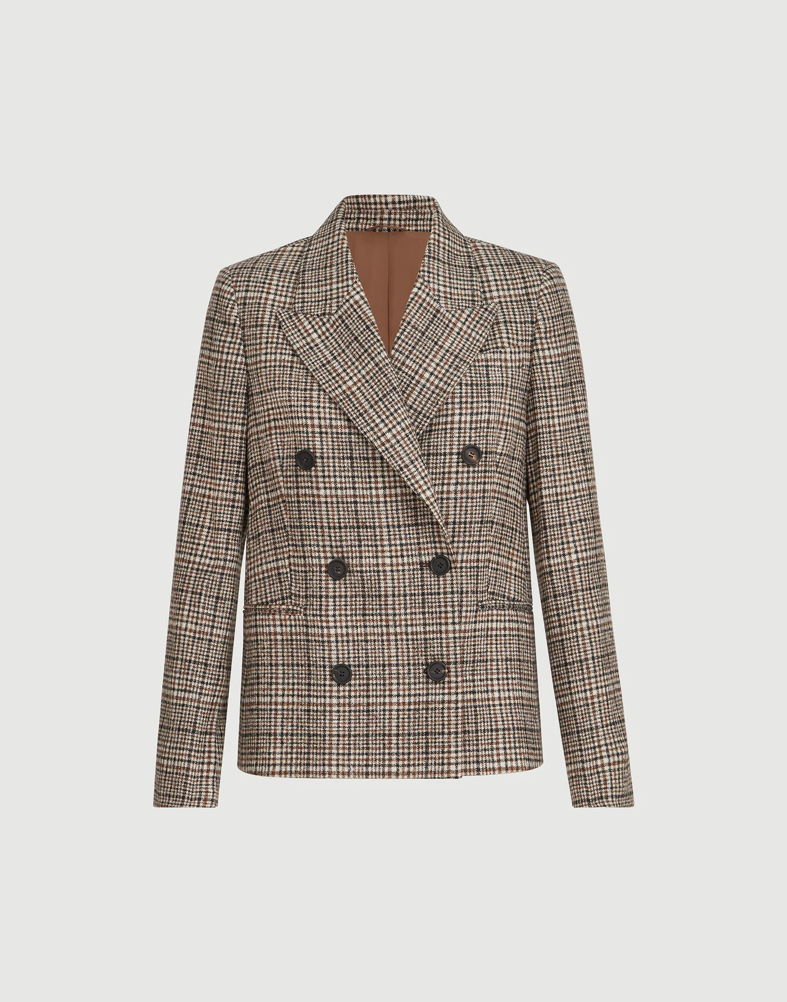 Alpaca and wool Prince of Wales blazer with monili - 1