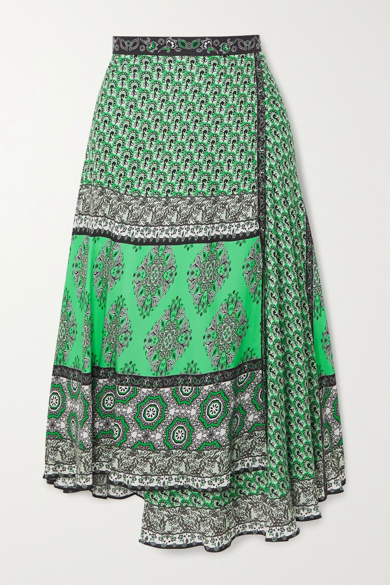 Nanette wrap-effect printed crepe midi skirt - 1