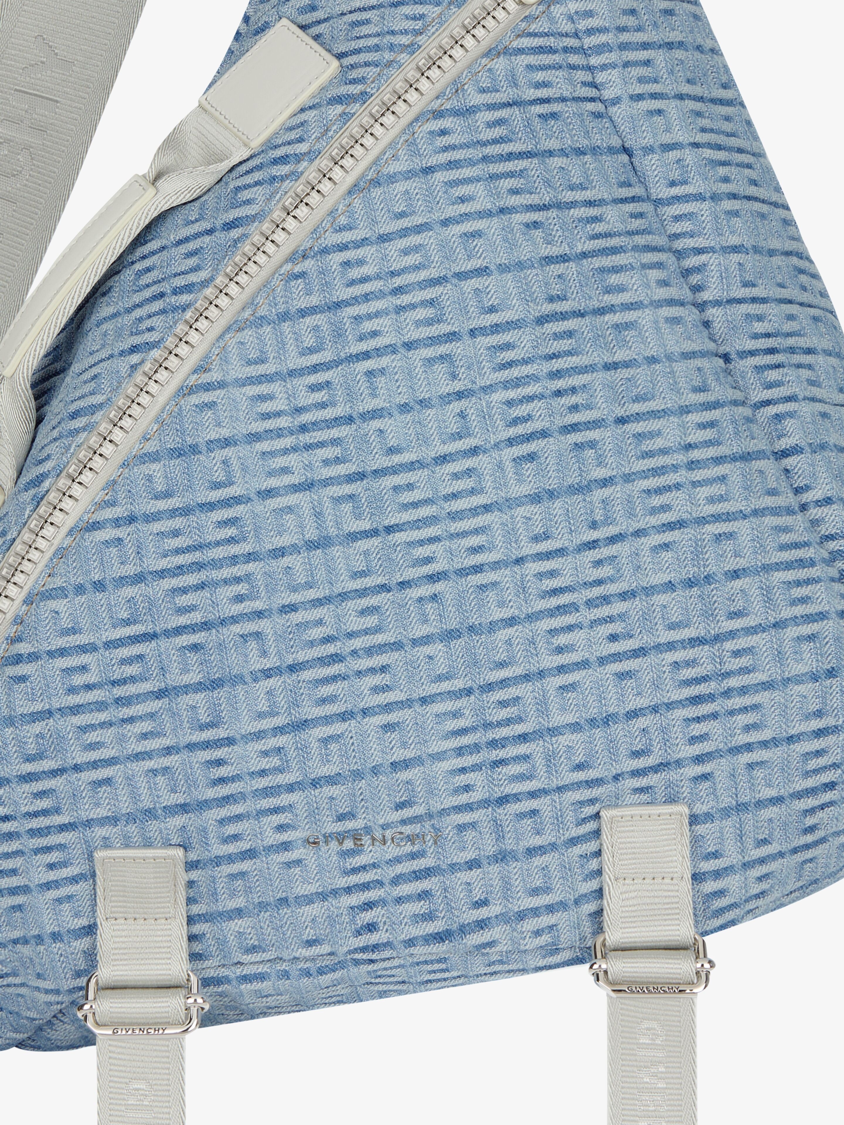 MEDIUM G-ZIP TRIANGLE BAG IN 4G DENIM - 6