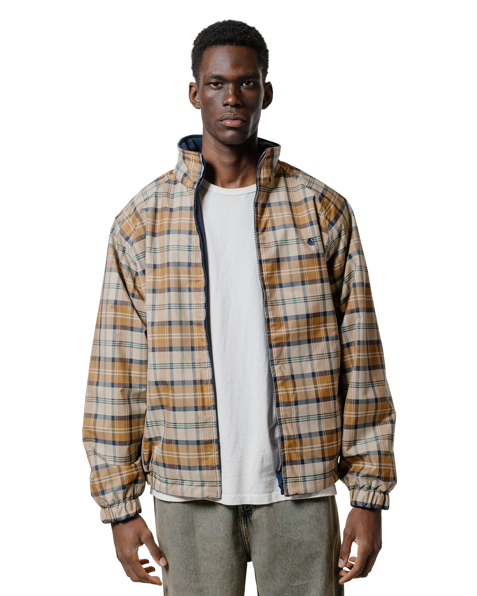 Carhartt W.I.P. Reversible Planner Check Jacket Wall/Air Force Blue - 3