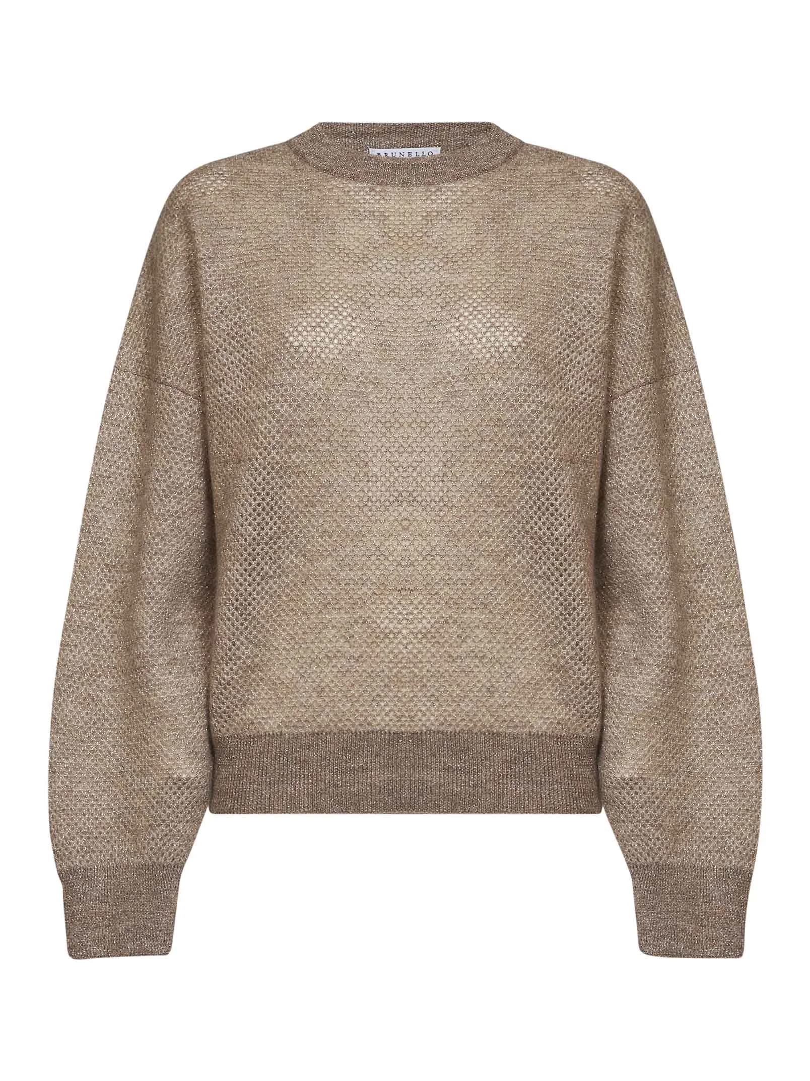 Beige Sparkling double-knit Net sweater - 1