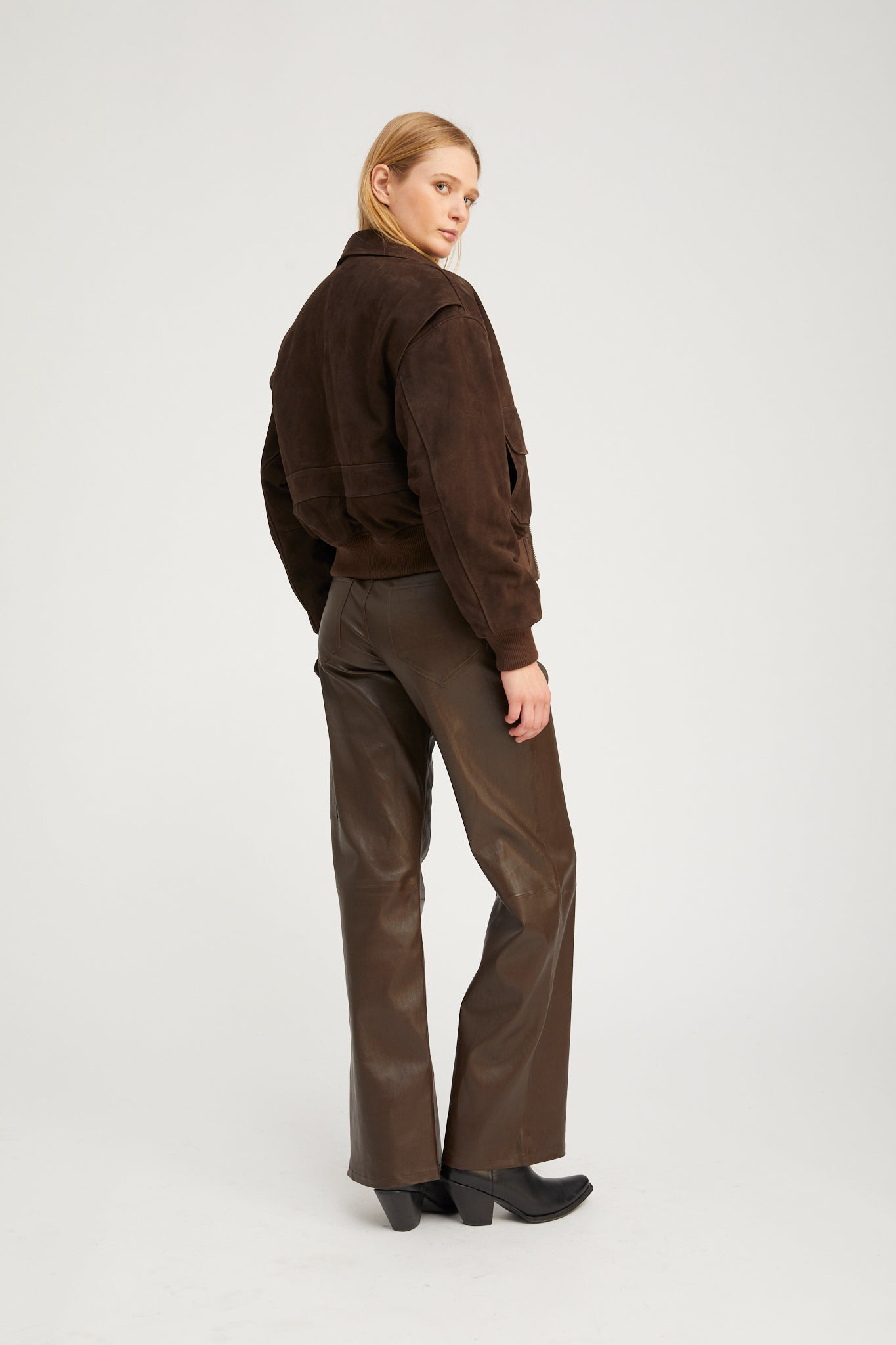 AMERICANO SUEDE CROPPED AVIATOR BOMBER - 4