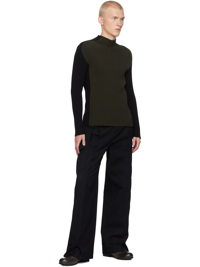 courrèges Brown & Black Contrast Frame Rib Knit Turtleneck outlook