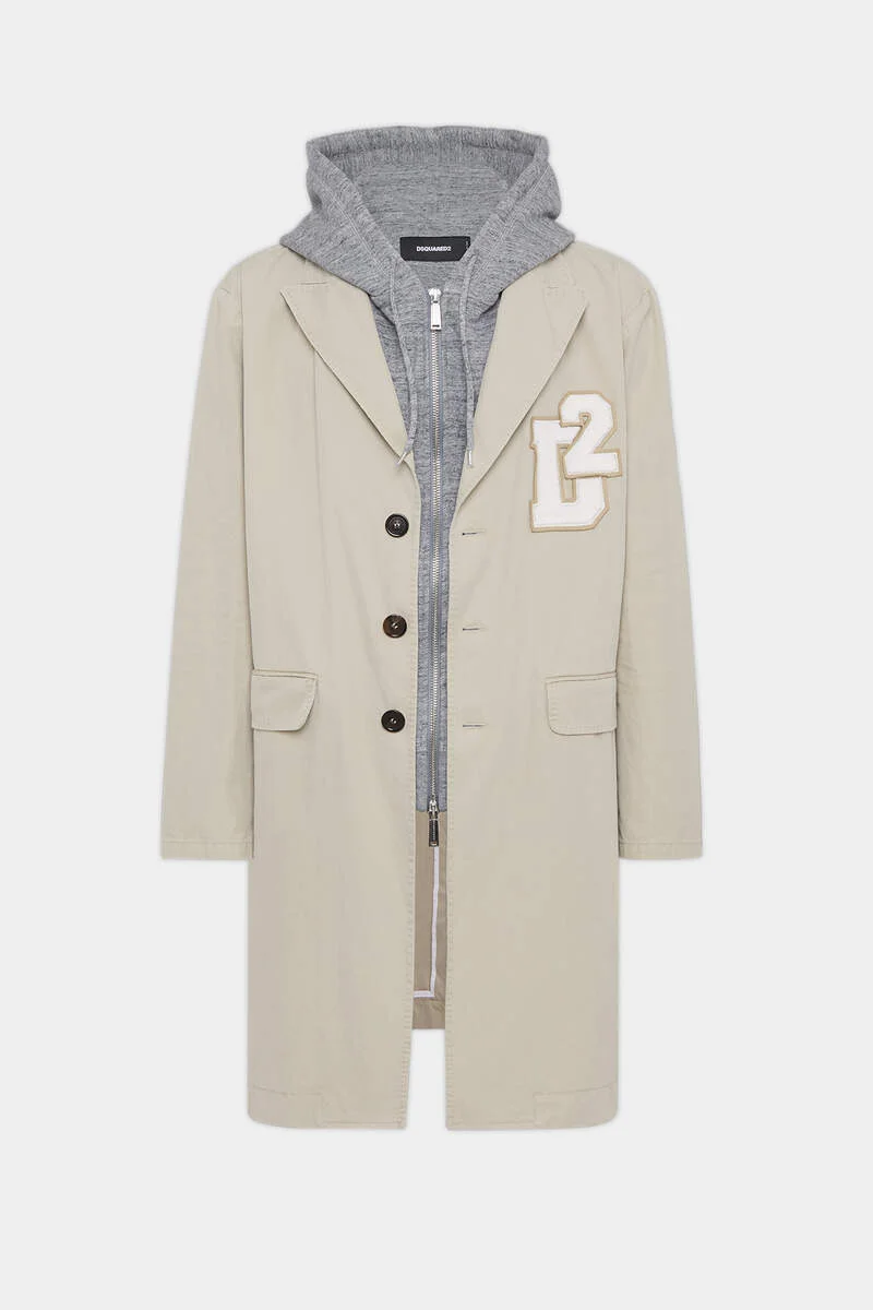 HOODED WASHED COAT - 1